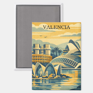 Imán Valencia España Vintage - Minimalista Colorido
