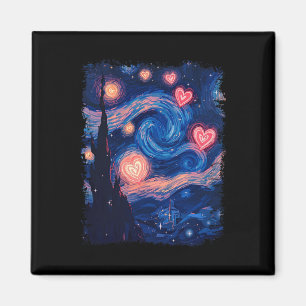 Imán Valentín Van Gogh Noche estrellada Corazón Combina
