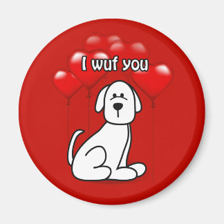 Imán Valentine Dog Wuf You Heart Balloons Personalizado