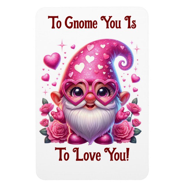 Imán Valentine Gnome Flexible Photo Magnet (Vertical)