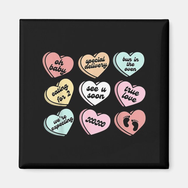 Imán Valentine Hearts Candy Pregnancy Announcement Baby (Frente)