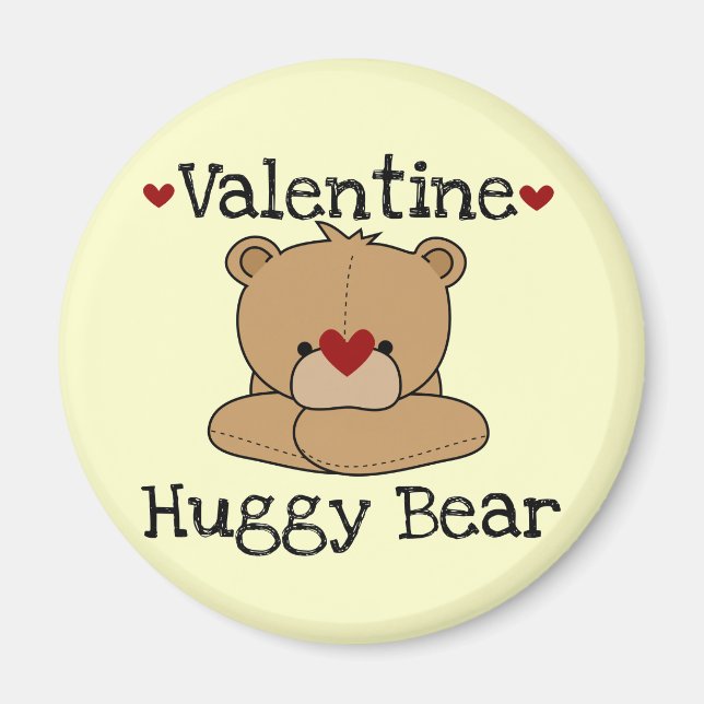 Imán Valentine Huggy Bear Round Magnet (Frente)