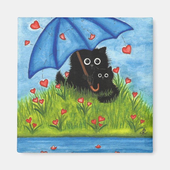 Imán Valentine Love Black Cat de Bihrle Magnet (Frente)