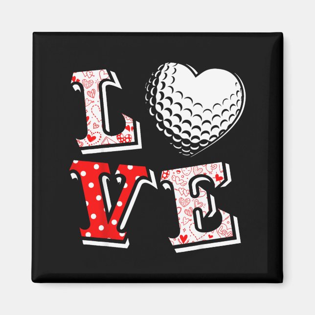 Imán Valentine Love Golf Heart Valentine Day Women Men  (Frente)