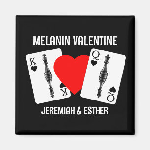 Imán Valentine MELANIN QUEEN KING JUGANDO TARJETAS Pare