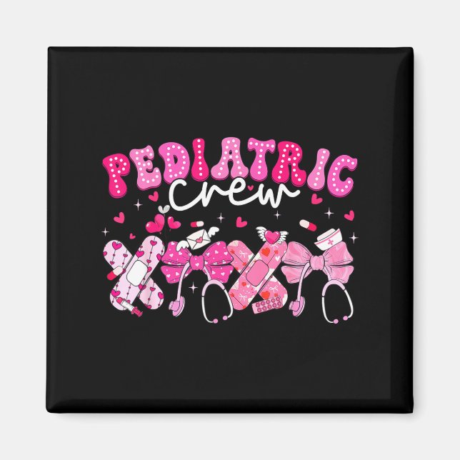 Imán Valentine Pediatric Crew Xoxo Nurse Coquette Bow P (Frente)