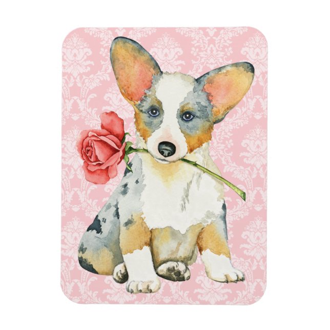 Imán Valentine Rosa Cardigan Welsh Corgi (Vertical)