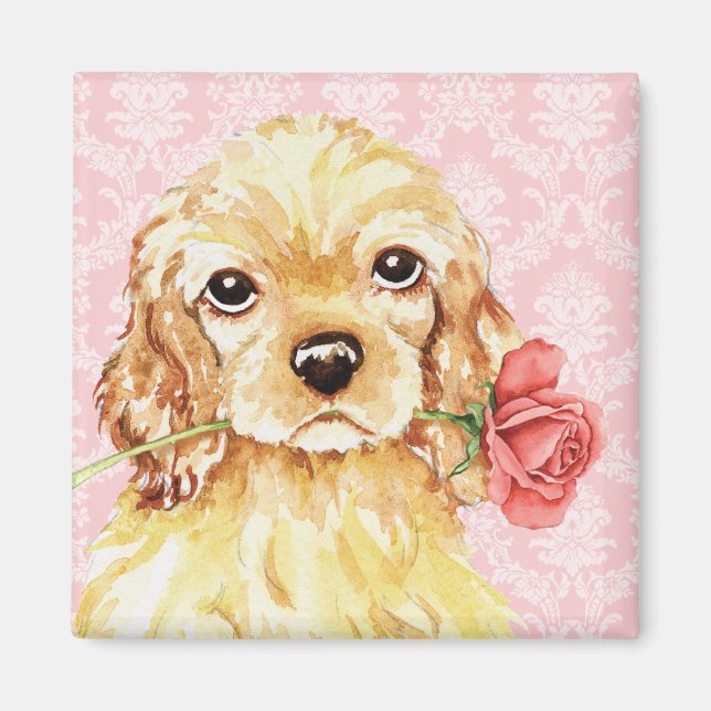 Imán Valentine Rosa Cocker (Frente)