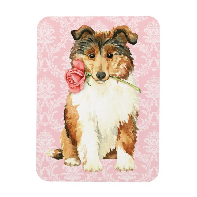 Imán Valentine Rosa Collie (Vertical)