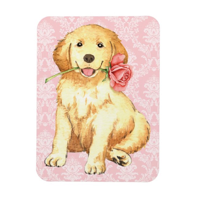 Imán Valentine Rosa Golden Retriever (Vertical)
