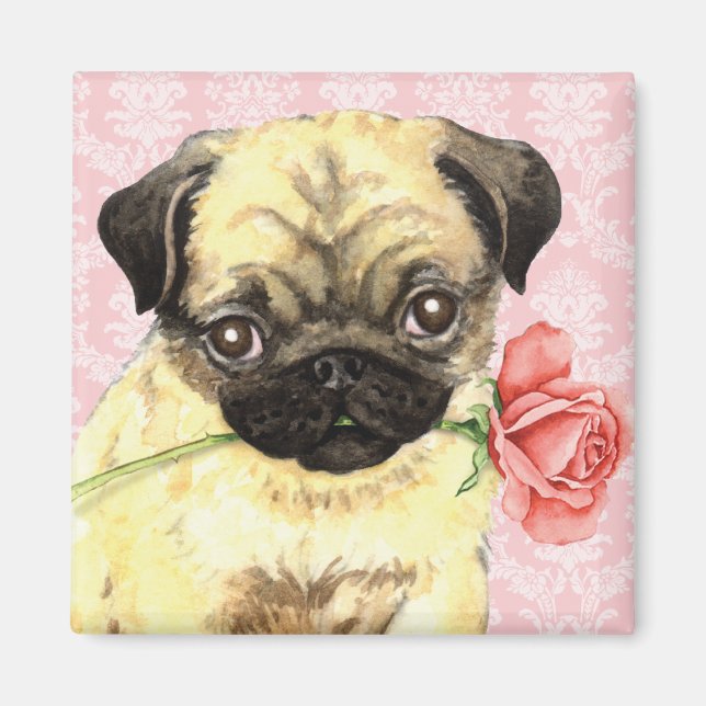 Imán Valentine Rosa Pug (Frente)