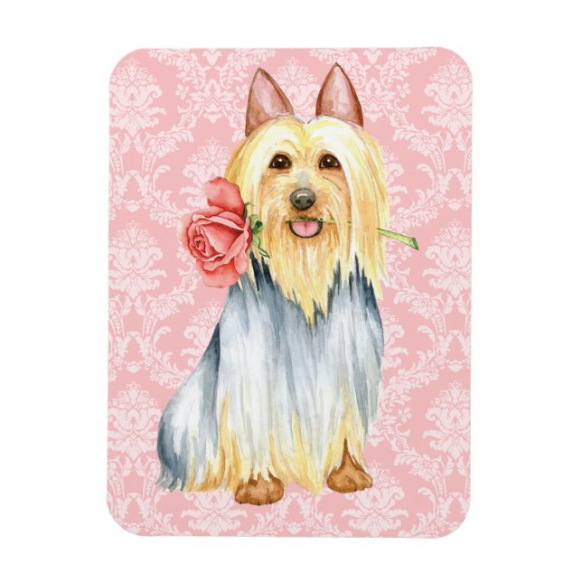 Imán Valentine Rosa Silky Terrier Magnet (Vertical)