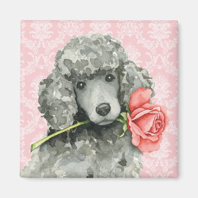 Imán Valentine Rosa Standard Poodle (Frente)