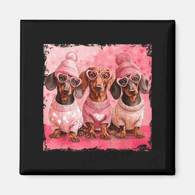 Imán Valentine’s Day Dog Cute Dachshund Dogs For Dog Mo (Frente)