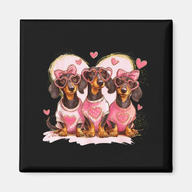 Imán Valentine’s Day Dog Cute Dachshund Dogs For Dog Mo (Frente)
