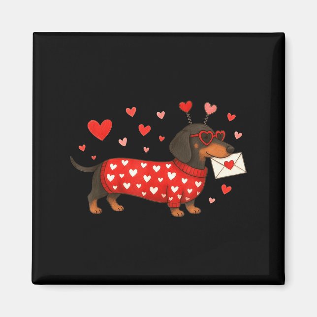 Imán Valentine’s Day Dog Cute Dachshund Dogs For Dog Mo (Frente)