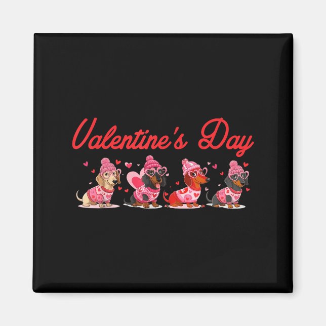 Imán Valentine’s Day Dog Cute Dachshund Dogs For Dog Mo (Frente)