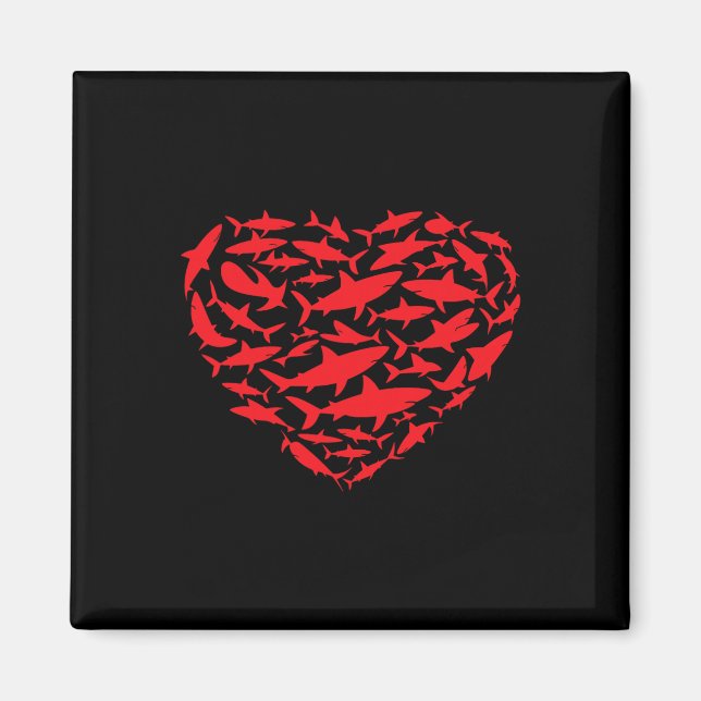 Imán Valentine Sharks Heart Sea Animal Lover Ocean Wild (Frente)