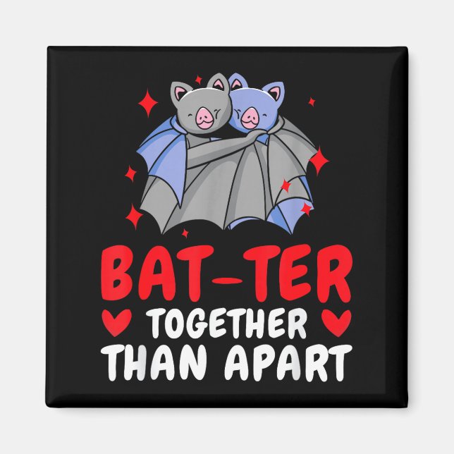 Imán Valentine's Day Cuddling Cute Bats Couple Bat Vale (Frente)