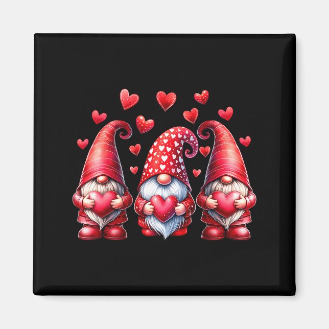 Imán Valentines Day Gnomes Cute Red Hearts Love Gnome W (Frente)