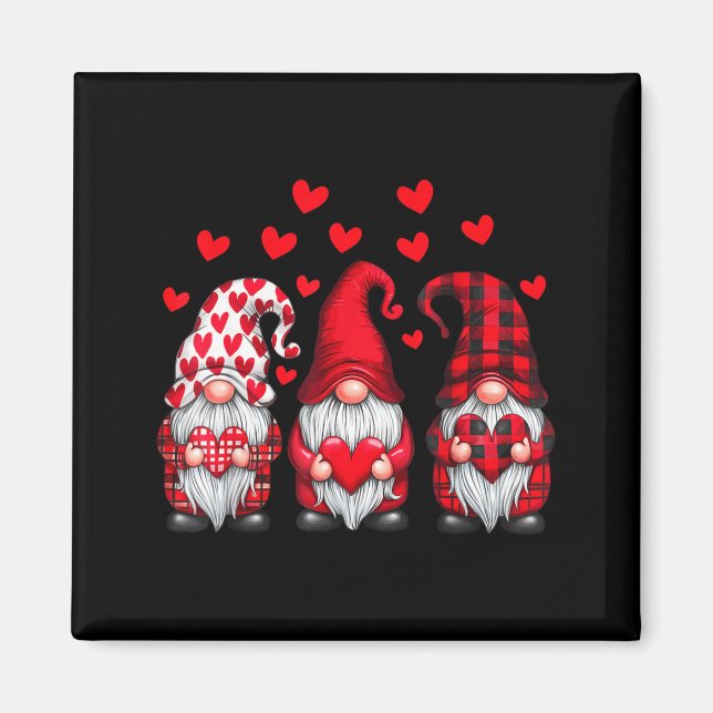 Imán Valentines Day Gnomes Cute Red Hearts Love Gnome W (Frente)