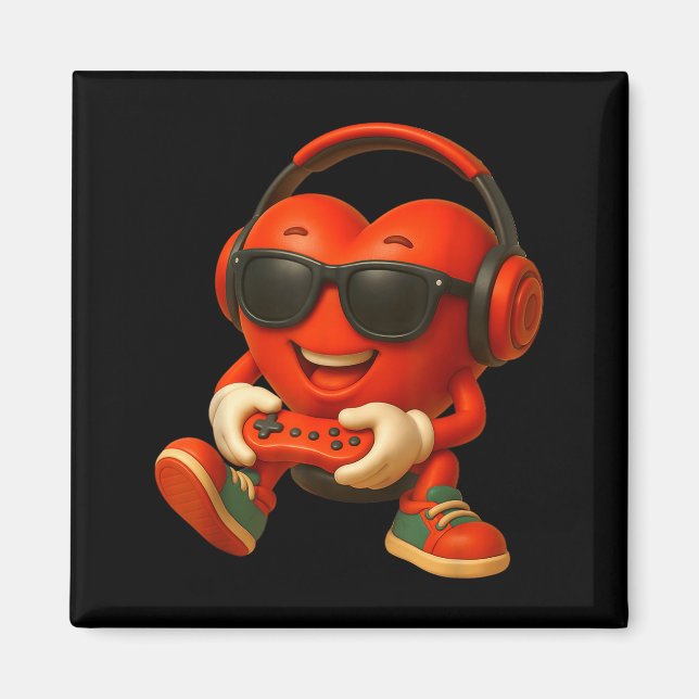 Imán Valentines Day Heart Gamer Video Gaming Boys Men K (Frente)