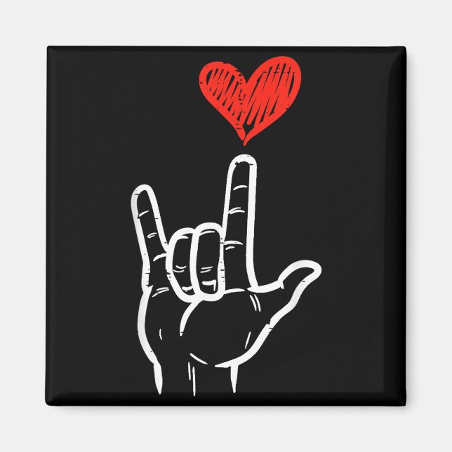 Imán Valentines Day I Love You Hand Sign Asl Heart Wome (Frente)