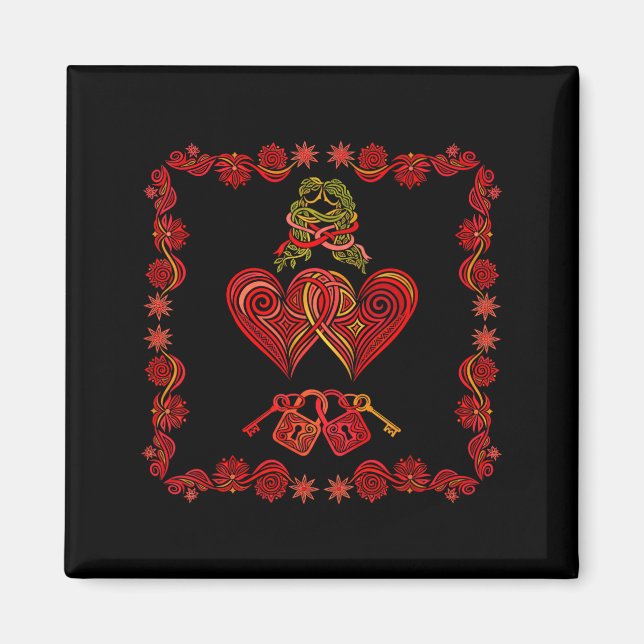 Imán Valentines Day Matching Couple Heart Pajamas Men W (Frente)