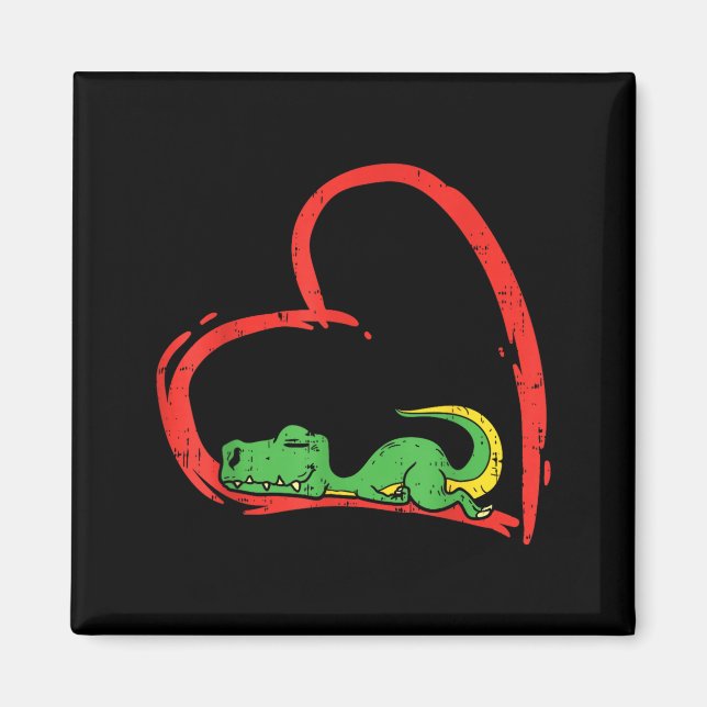Imán Valentines Day Shirt Funny Heart Trex Sleeng Dinos (Frente)