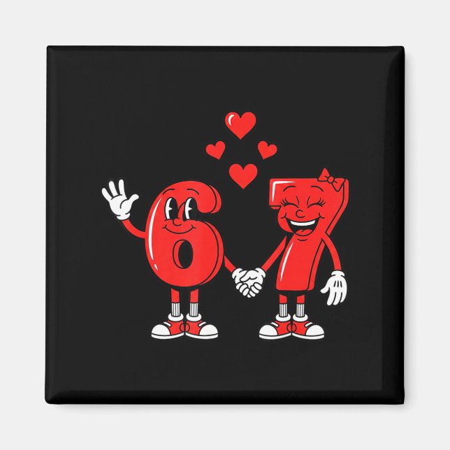 Imán Valentine's Day Six Seven Hearts 6 7 Meme Gen Alph (Frente)