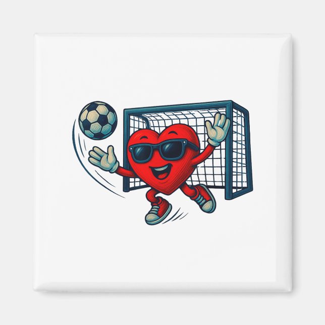 Imán Valentines Day Soccer Goalkeeper Funny Heart Boys  (Frente)