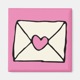 Imán Valentines Doodles Pink Heart Love Note Clip Art
