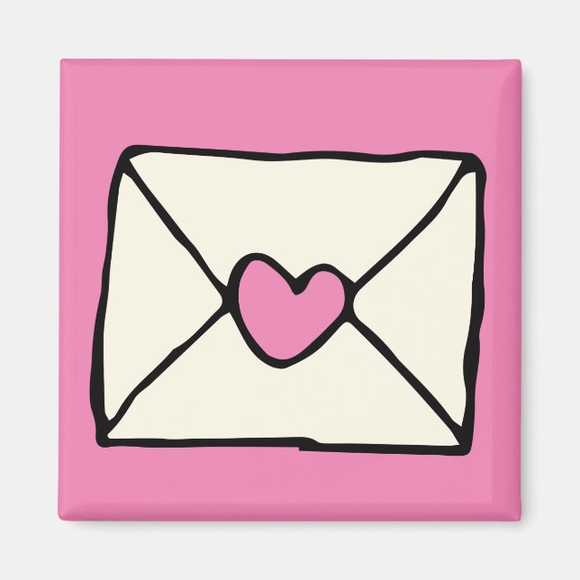 Imán Valentines Doodles Pink Heart Love Note Clip Art (Frente)