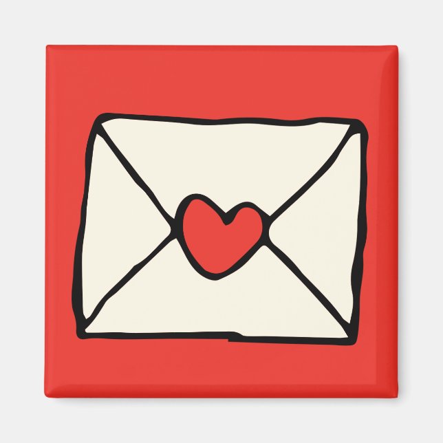 Imán Valentines Doodles Red Heart Love Note Clip Art (Frente)