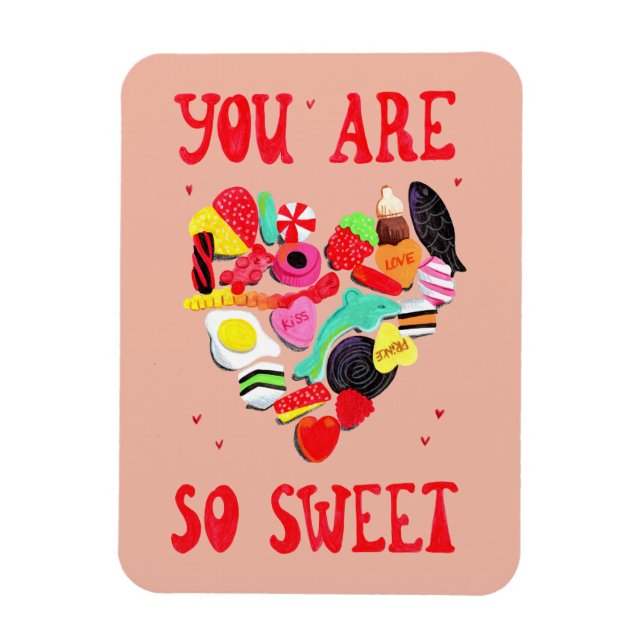 Imán Valentines, eres un corazón de dulces caramelos (Vertical)