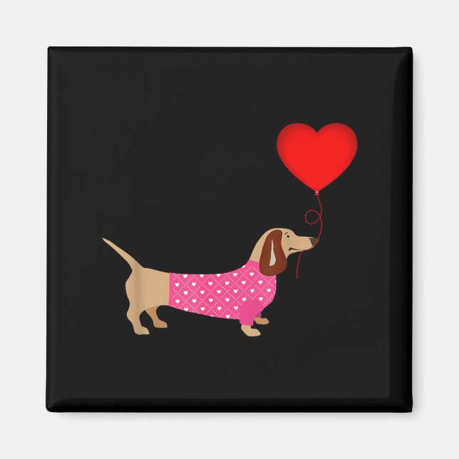 Imán Valentines Weiner Daschund Doxie In Dog Dress  (Frente)