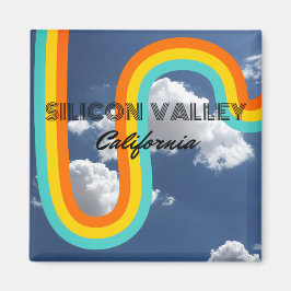 Imán Valle de Silicio California Arcoíris y Nubes Retro