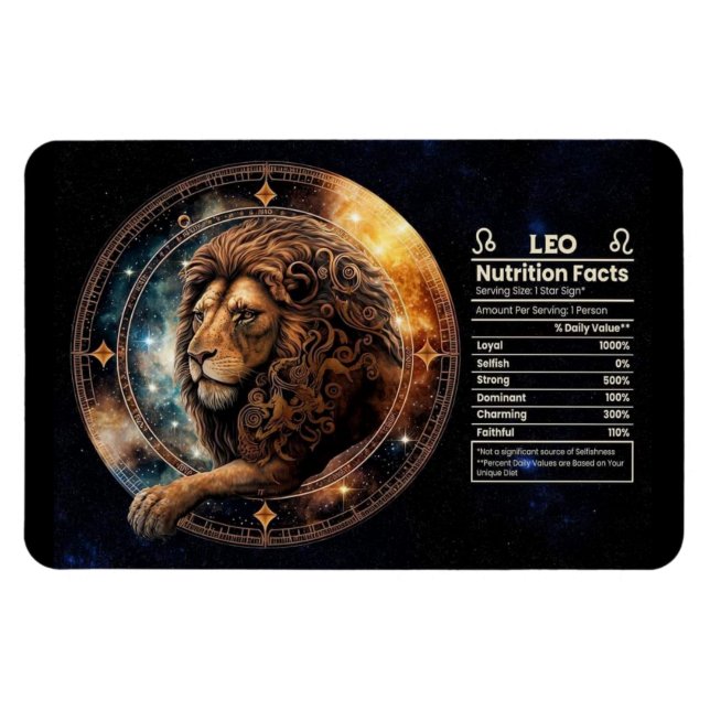 Imán Valor nutricional con tema Leo (Horizontal)