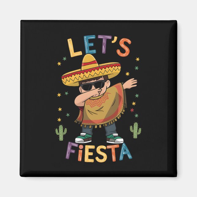 Imán Vamos a Fiesta Cinco De Mayo Dabbing Poncho Mexica (Frente)