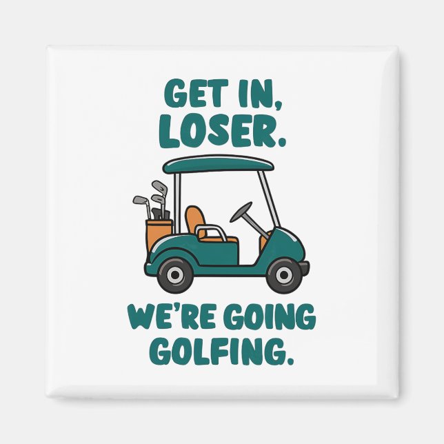Imán Vamos a jugar golf, el golf divertido, el retro go (Frente)