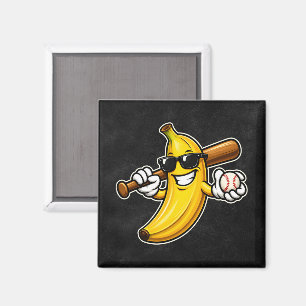 Imán Vamos a Volvernos Locos Béisbol Retro Plátano Dive