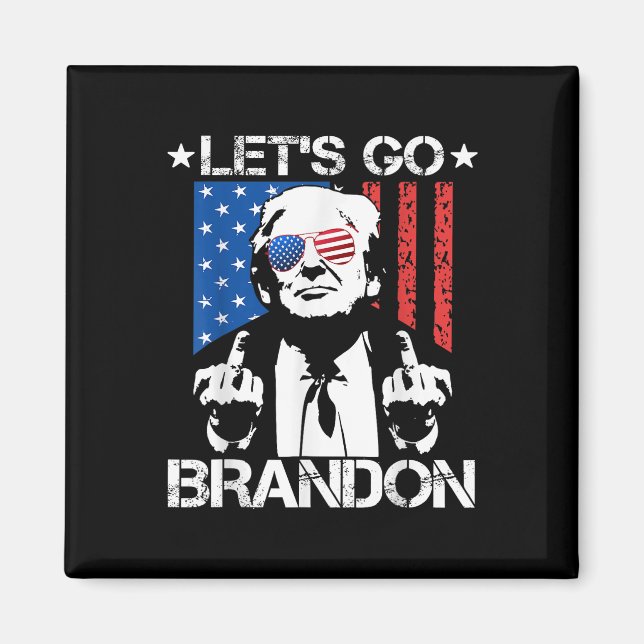 Imán Vamos Brandon Trump Bandera de Dedo Medio (Frente)
