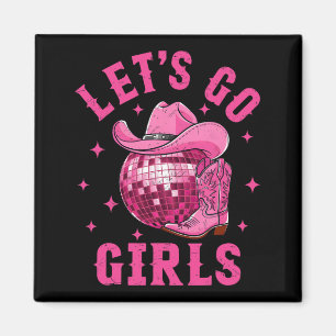 Imán Vamos Chicas Western Cowgirl Boot Gorra Disco Bach
