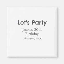 Imán Vamos fiesta feliz 30 cumpleaños nombre gris simpl