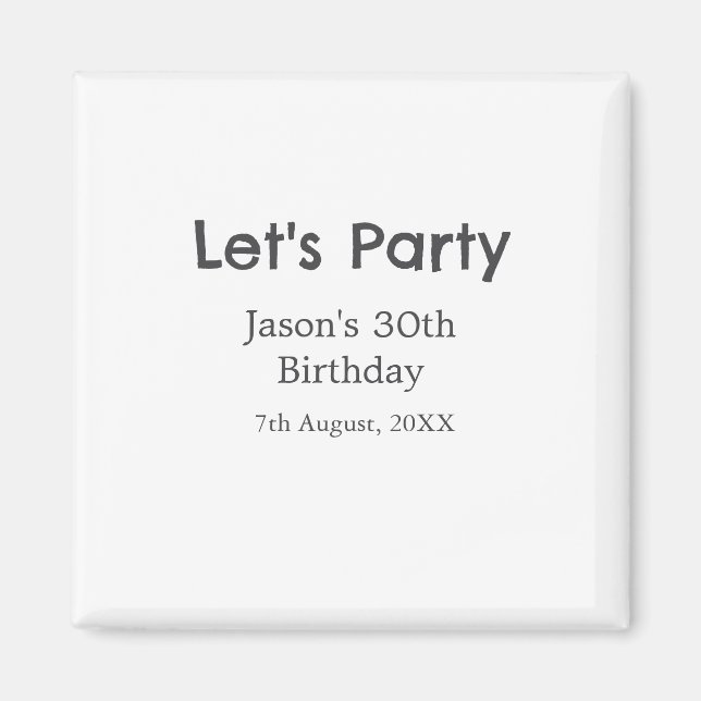 Imán Vamos fiesta feliz 30 cumpleaños nombre gris simpl (Frente)