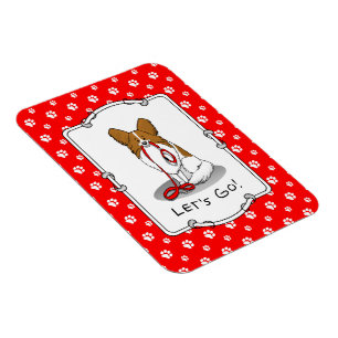 Imán ¡Vamos! (paseo) Papillon (blanco y rojo) Perro Cut