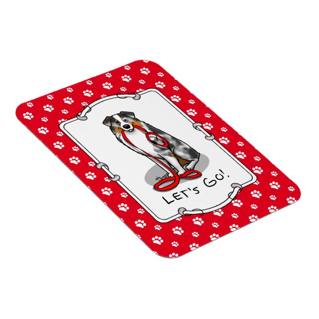 Imán ¡Vamos! Pastor australiano (azul merle tan/w 1) (Lado Derecho)