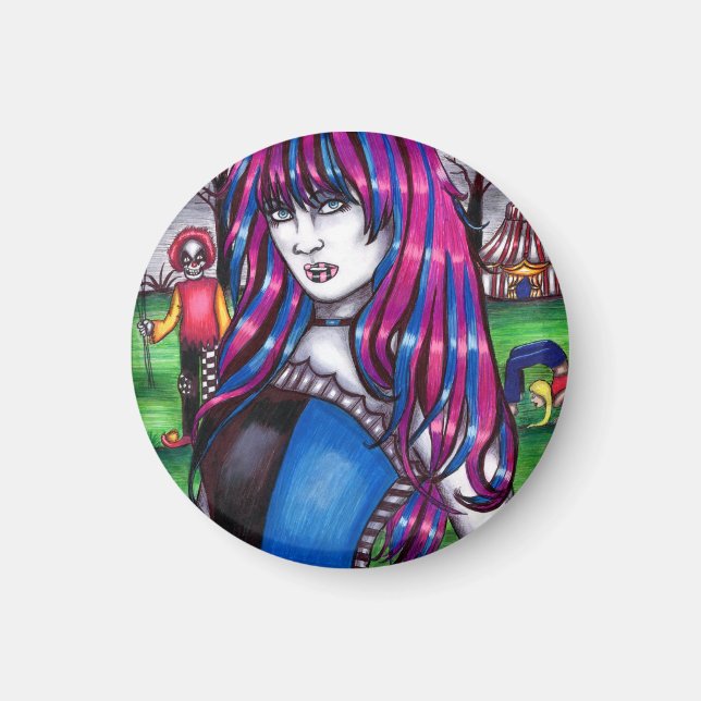 Imán Vampiro Circus Freak monstruos dibujo original (Frente)