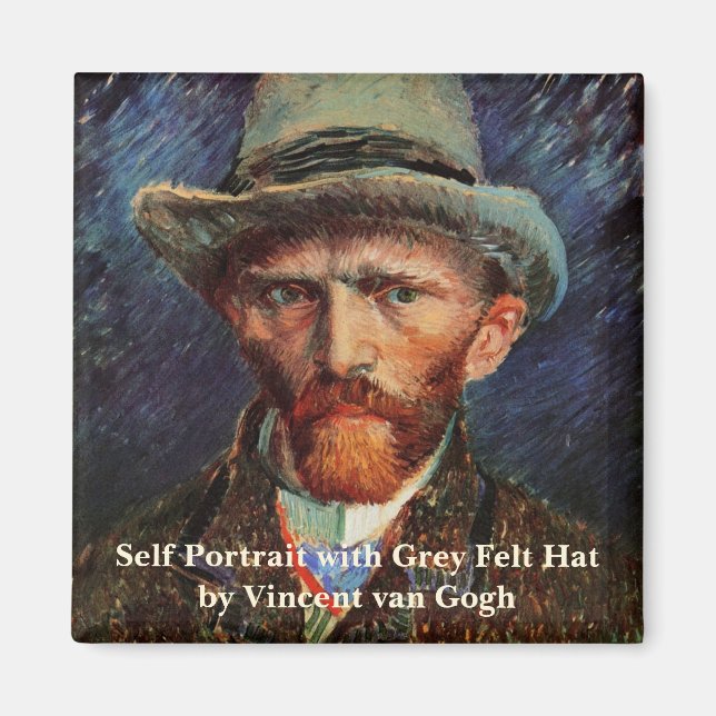 Imán Van Gogh; autorretrato con Gorra de Felt Gray (Frente)