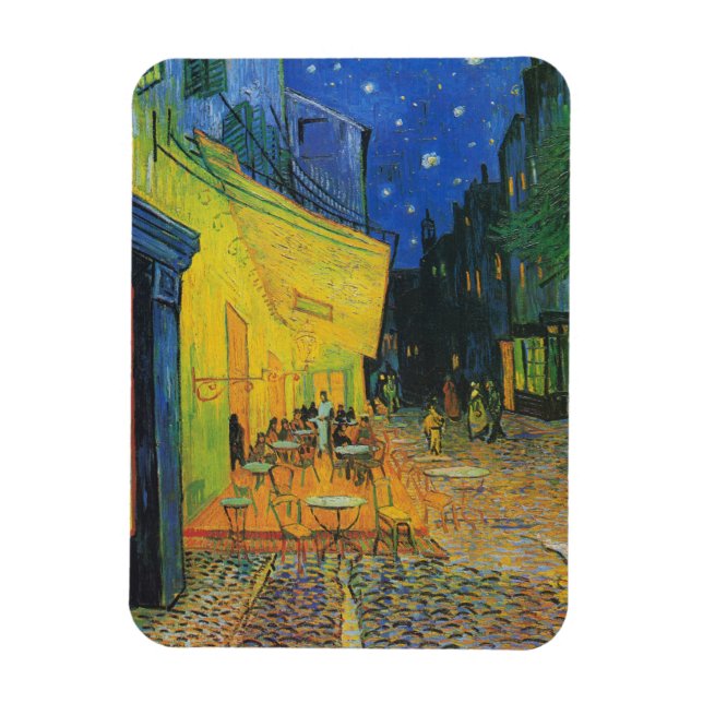 Imán Van Gogh | Cafetería con terraza por la noche | 18 (Vertical)